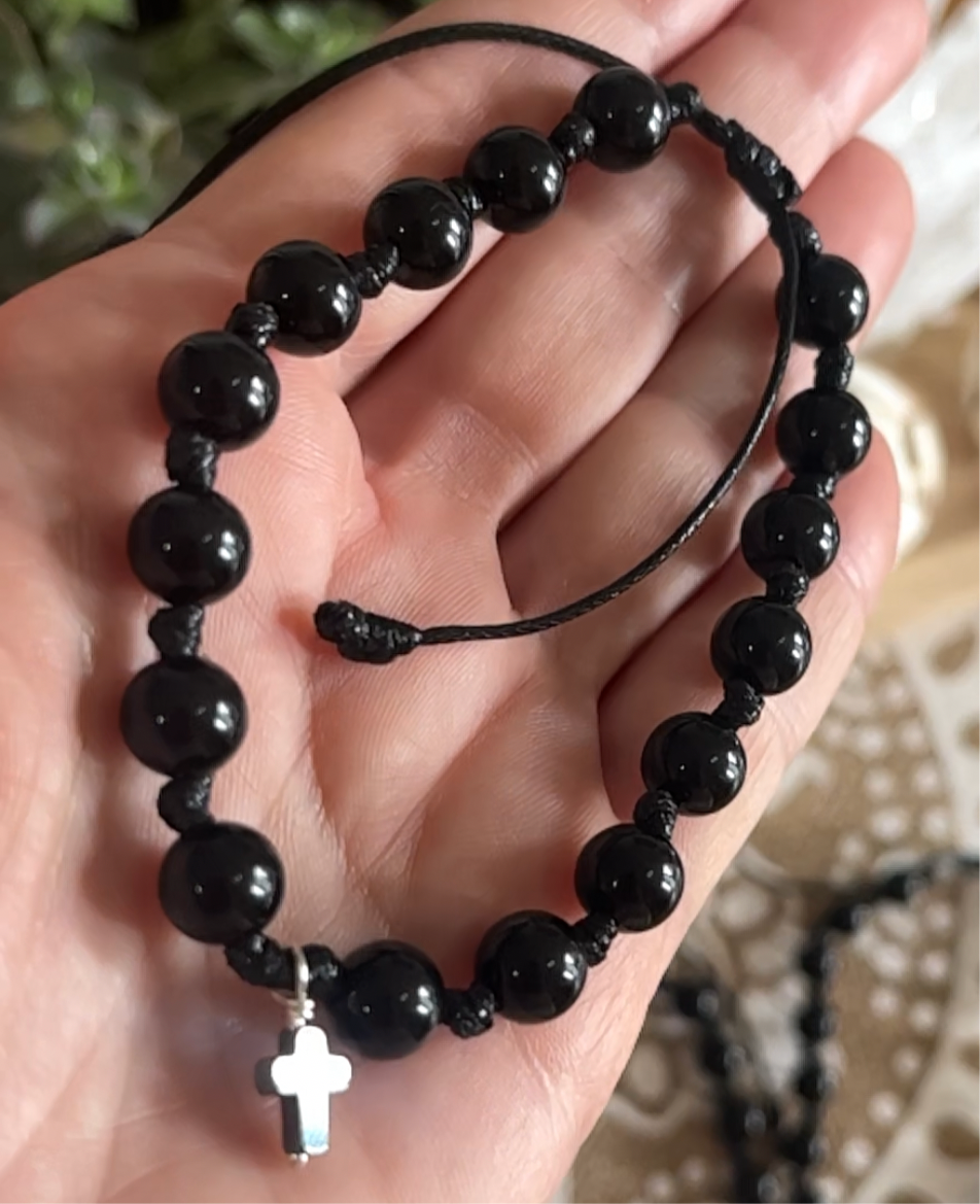 Pulsera de Ónix con cruz