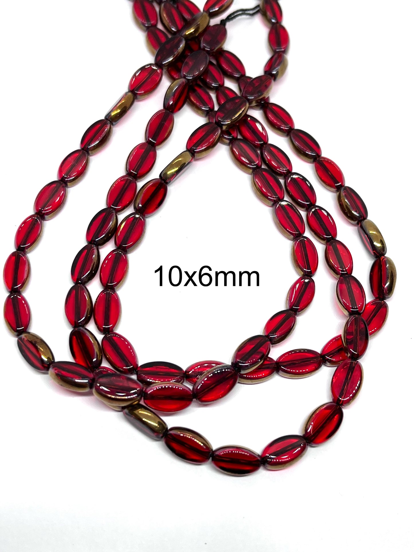 Cuentas Vidrio Galvanizado Rojo 10x8mm