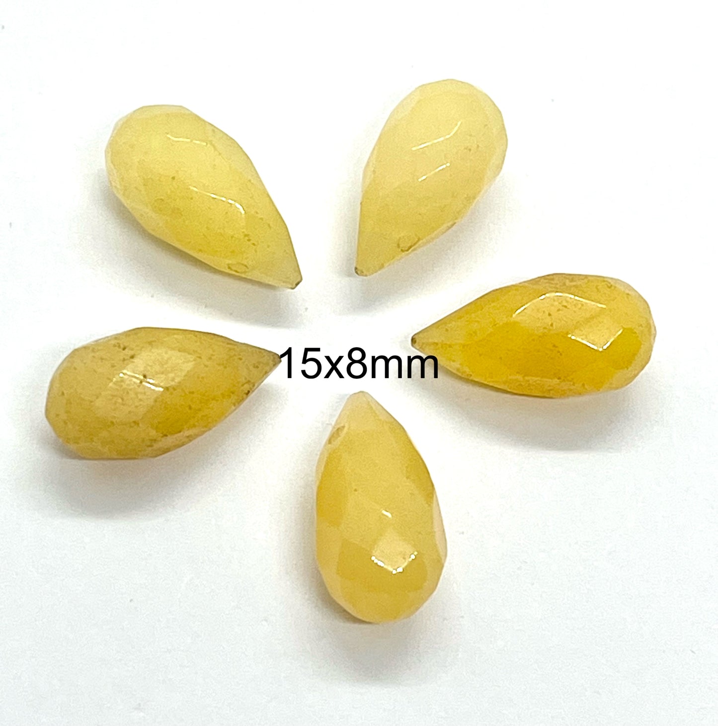 Gotas facetadas de piedra color Amarillo (5 unidades)