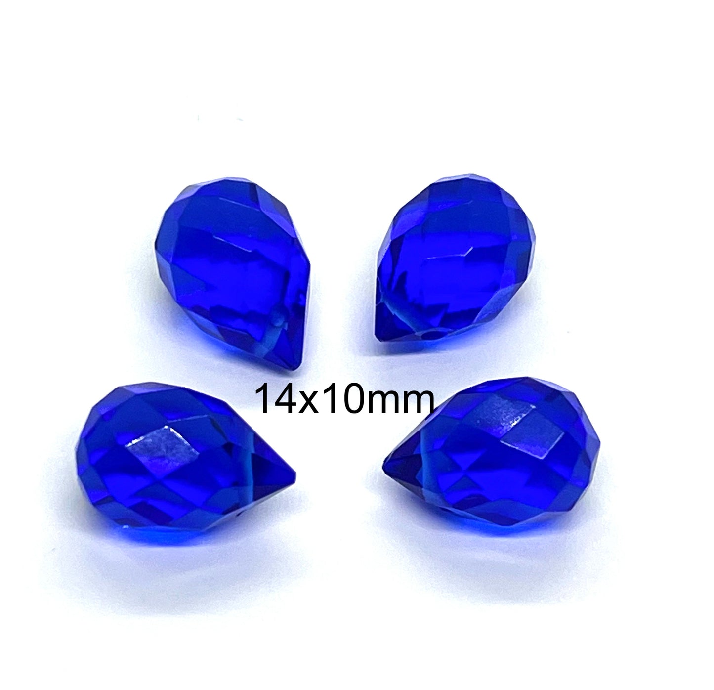 Gotas de Cristal facetadas azul intenso (4 unidades)