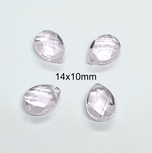 Gotas de Cristal facetadas tono Rosa (4 unidades)